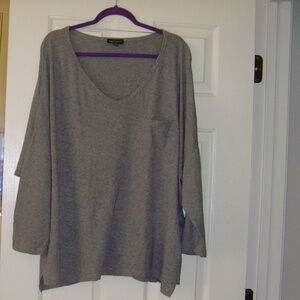 Lord & Taylor Woman 100% Cotton Long Sleeve Tee 3X Gray